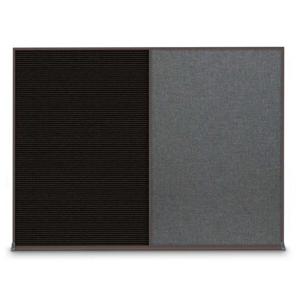 United Visual Products Double Door Radius Plus Corkboard, 60"X UV8004PLUS-BLACK-BLACK - main